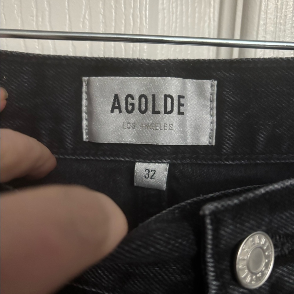 AGOLDE | 90's Mid Rise Straight Tar Black Jeans‎ A069E-1157 Button Fly Sz 32 - Picture 4 of 12